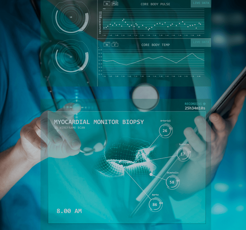 médico utilizando um equipamento de inteligência artificial